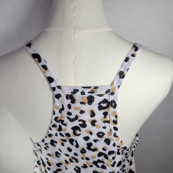 Miken Swim Women White Leopard Print V-neck Racerback Tank Top Size M - Picture 8 of 10
